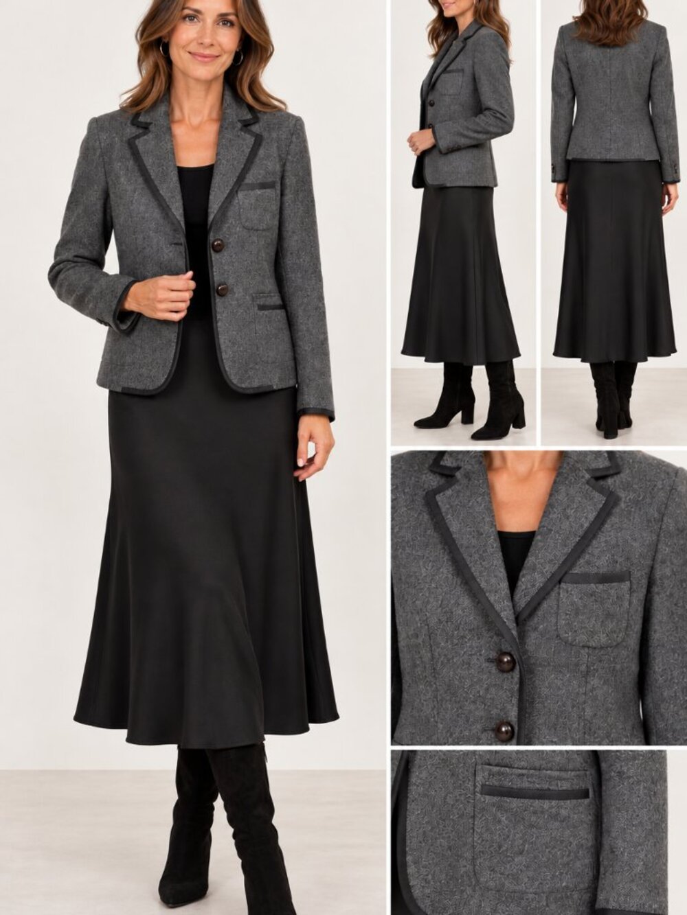 NWOT J Crew Charcoal Gray Black Trim Wool Blazer Sport Coat Jacket 8